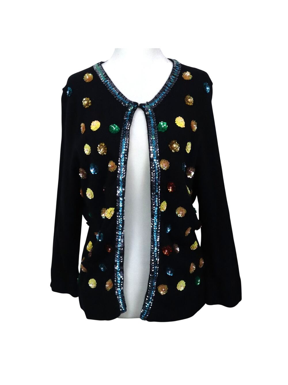 INC International Concepts Sequin Christmas Cardigan Angora Rabbit Hair Large